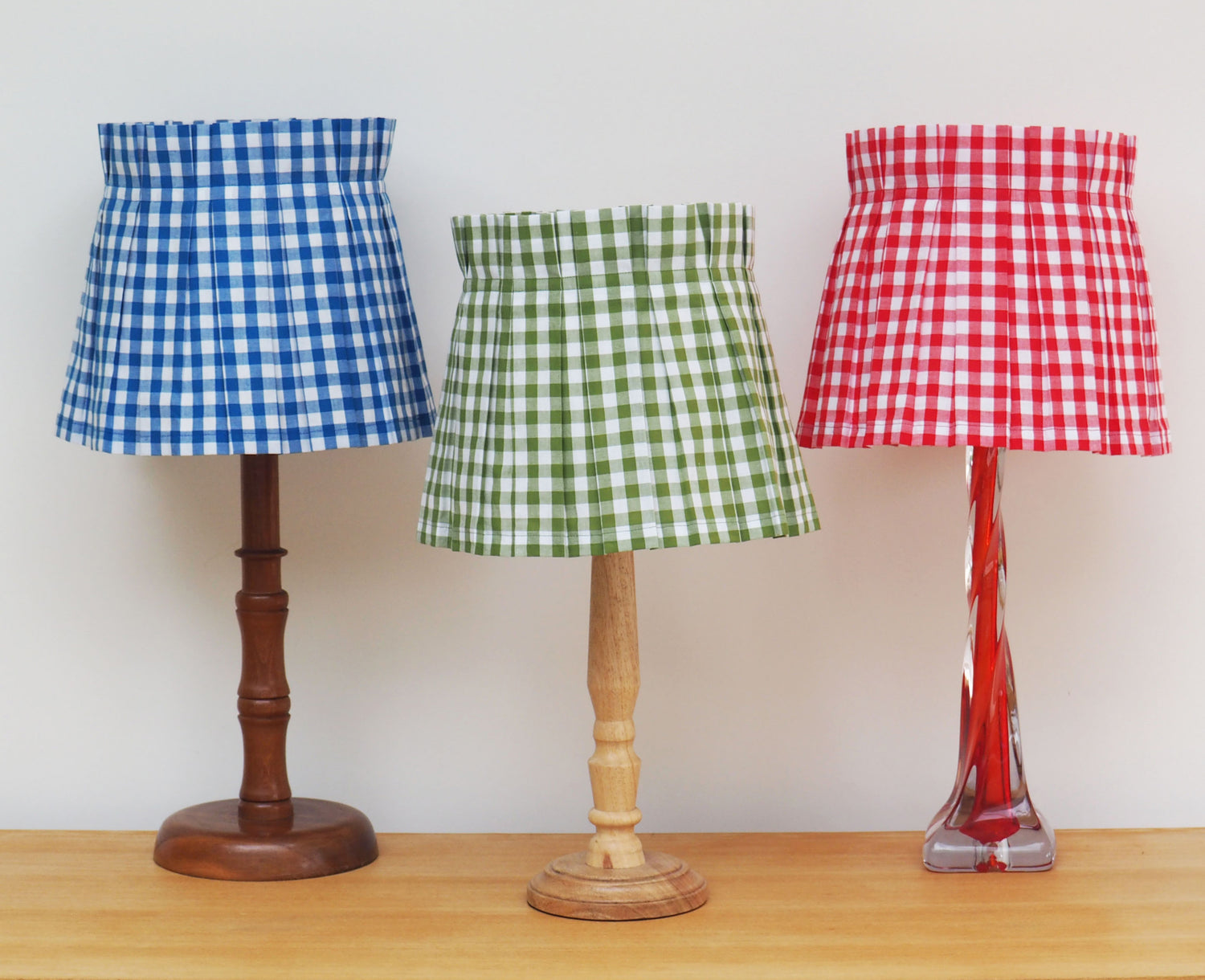 Gingham box pleat shades
