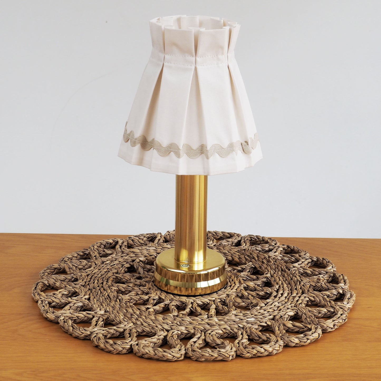 Candle clip box pleat beige ric rac trim loose lampshade
