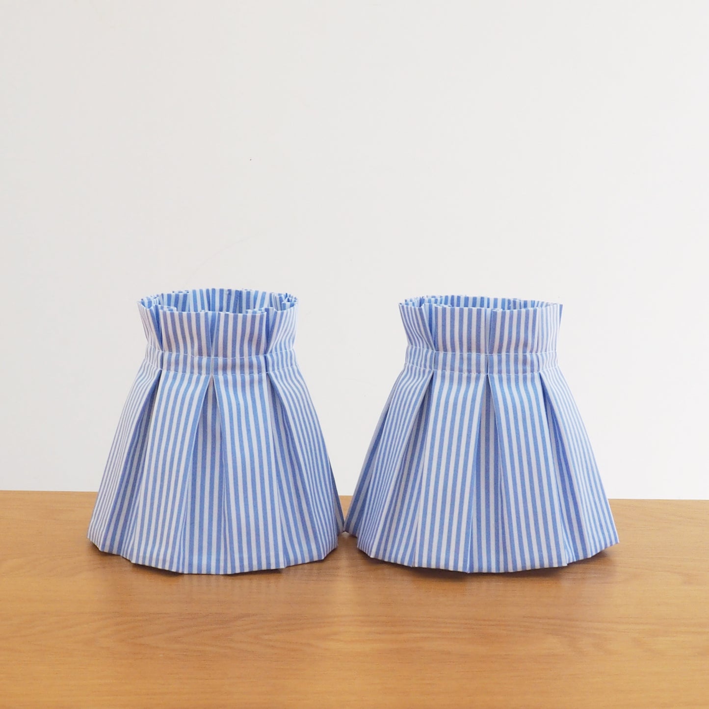 Candle clip box pleat blue and white candy stripe fabric loose lampshade