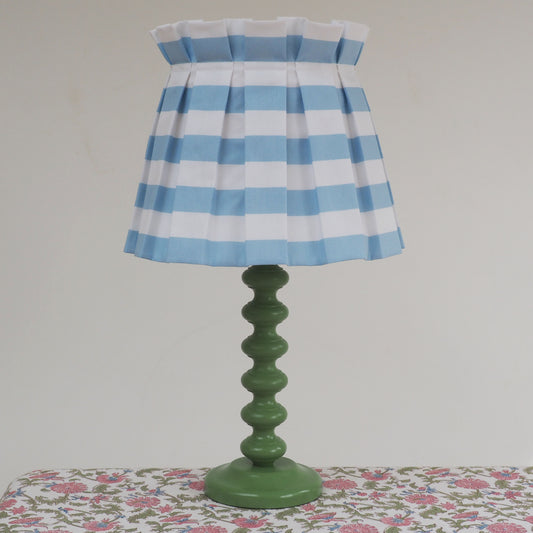 MEDIUM box sky blue and white stripe fabric lampshade