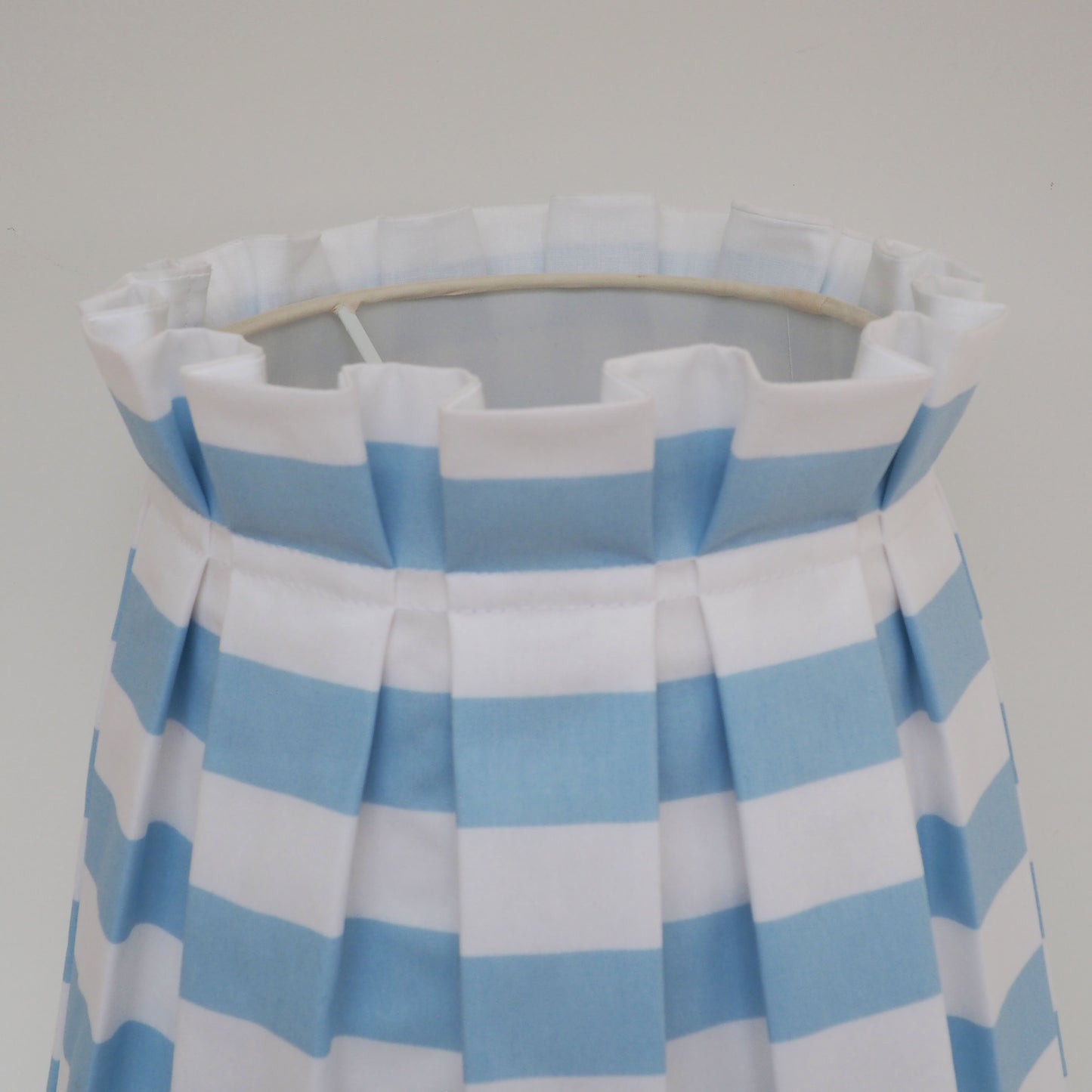 MEDIUM box sky blue and white stripe fabric lampshade
