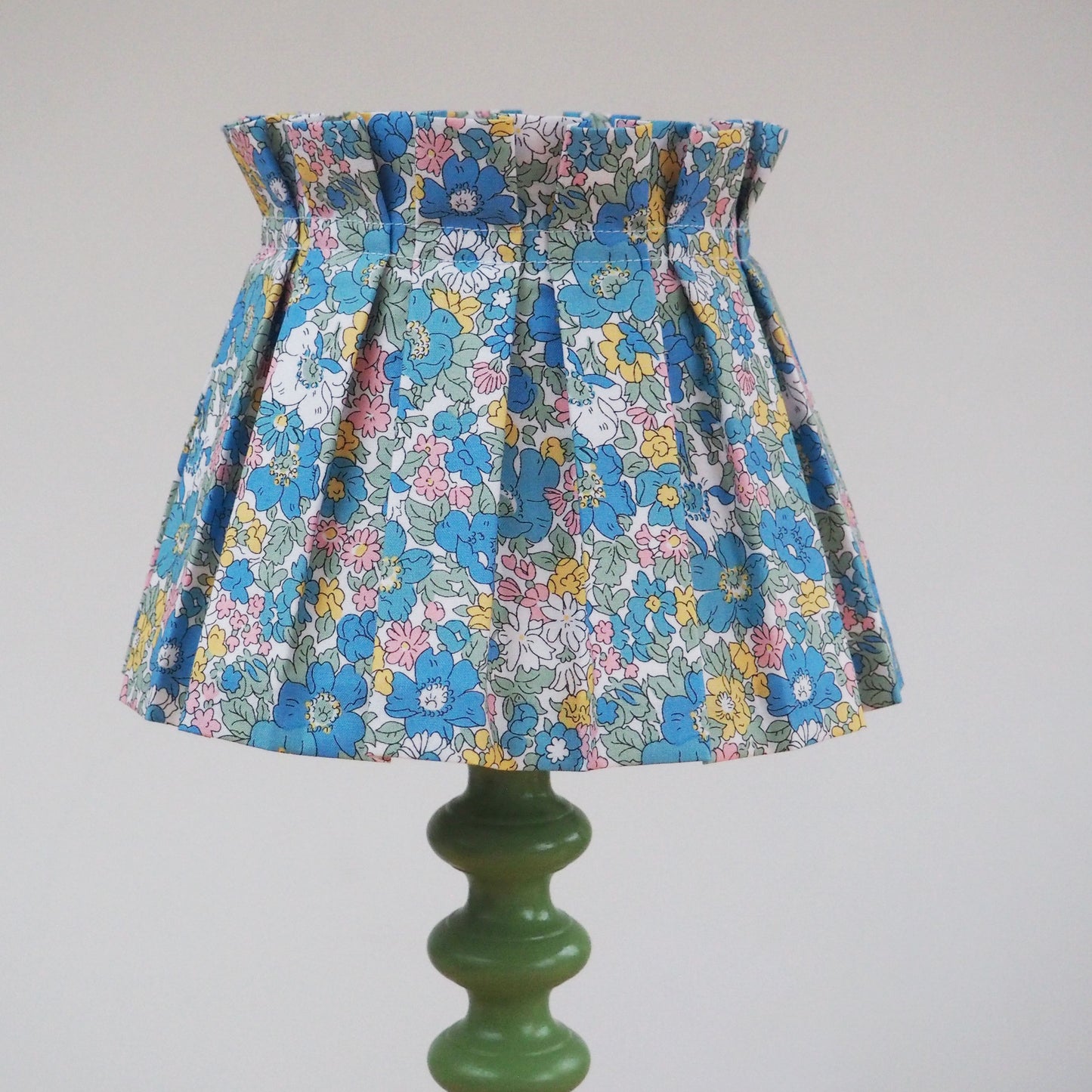 Box pleat Liberty blue cosmos lampshade