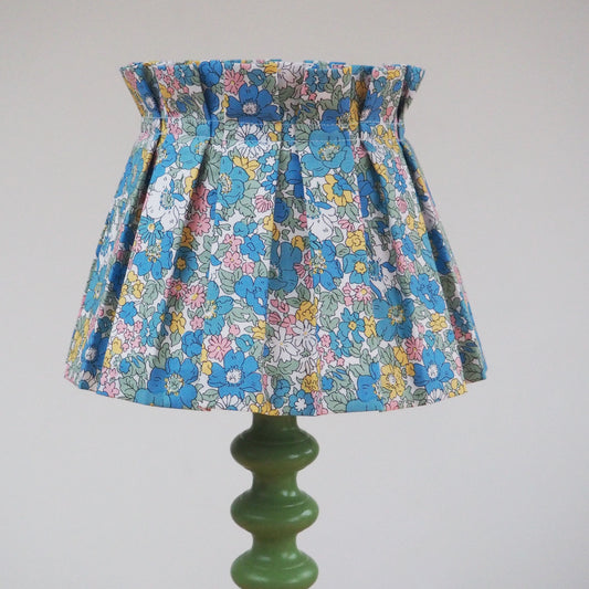 Box pleat Liberty blue cosmos lampshade
