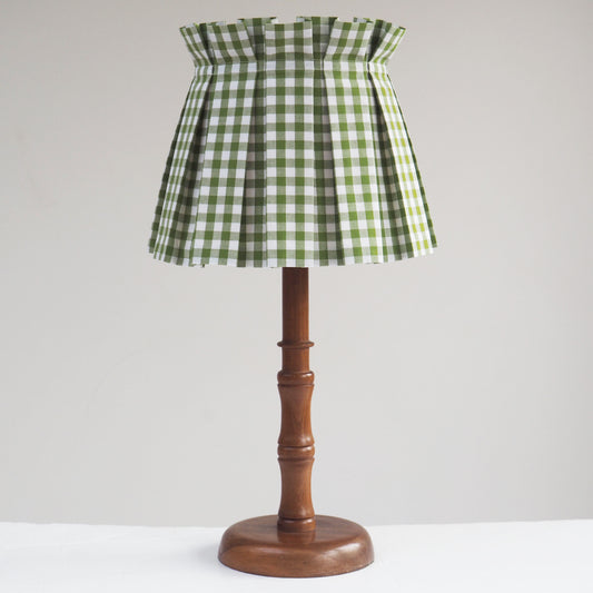 MEDIUM box pleat green gingham fabric lampshade