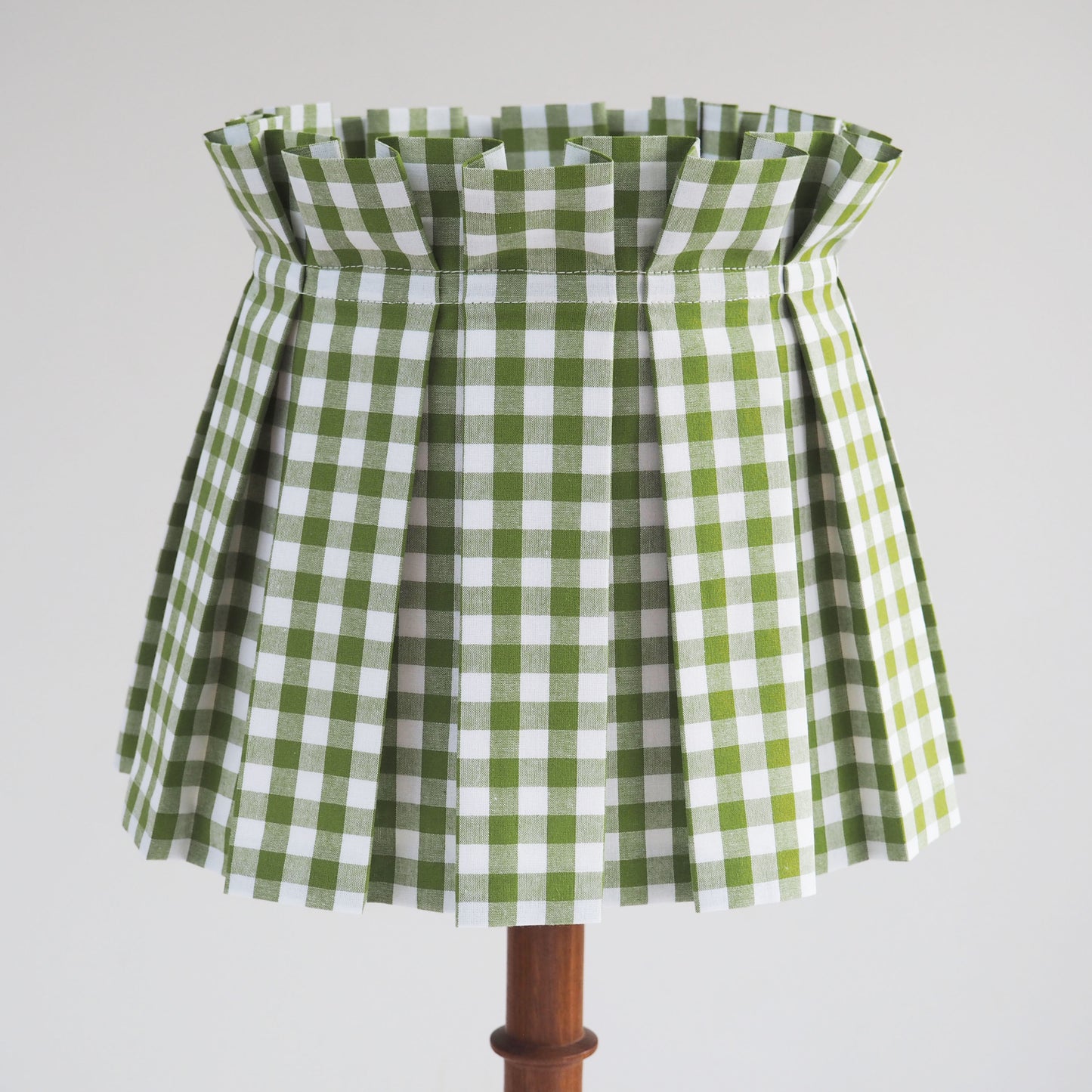 MEDIUM box pleat green gingham fabric lampshade