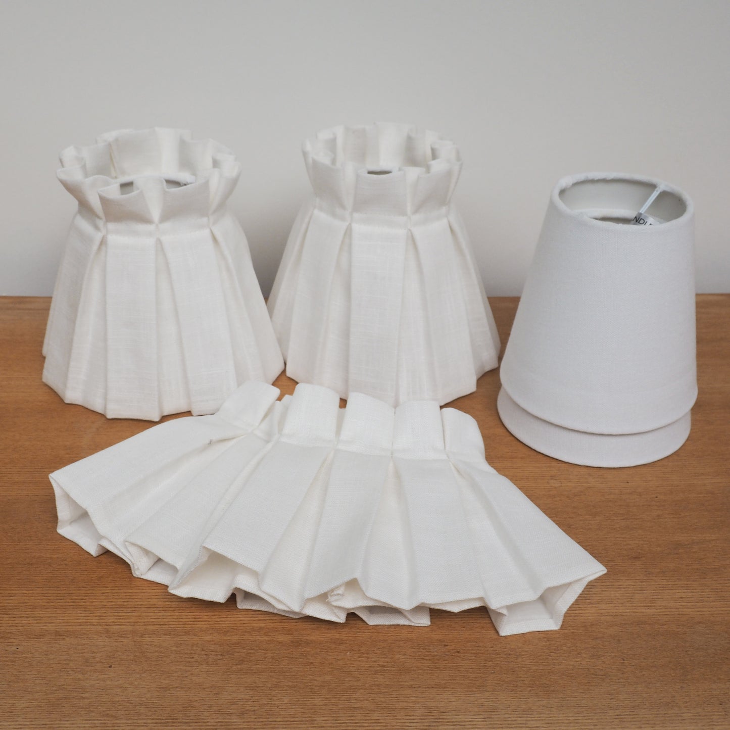 Candle clip box pleat 100% ivory linen fabric loose lampshade