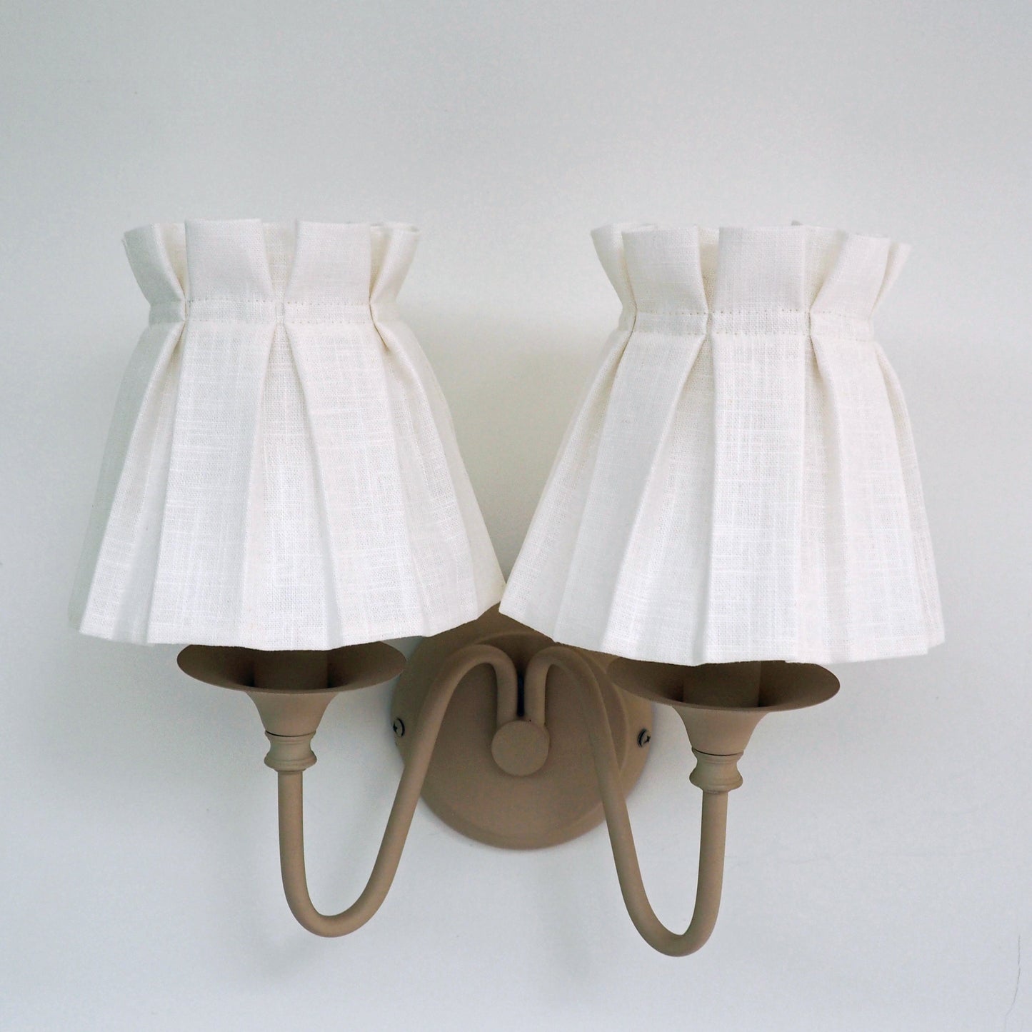 Candle clip box pleat 100% ivory linen fabric loose lampshade