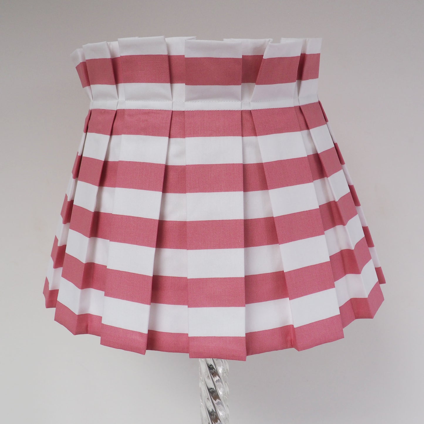 LARGE box pleat rose pink and white stripe fabric lampshade