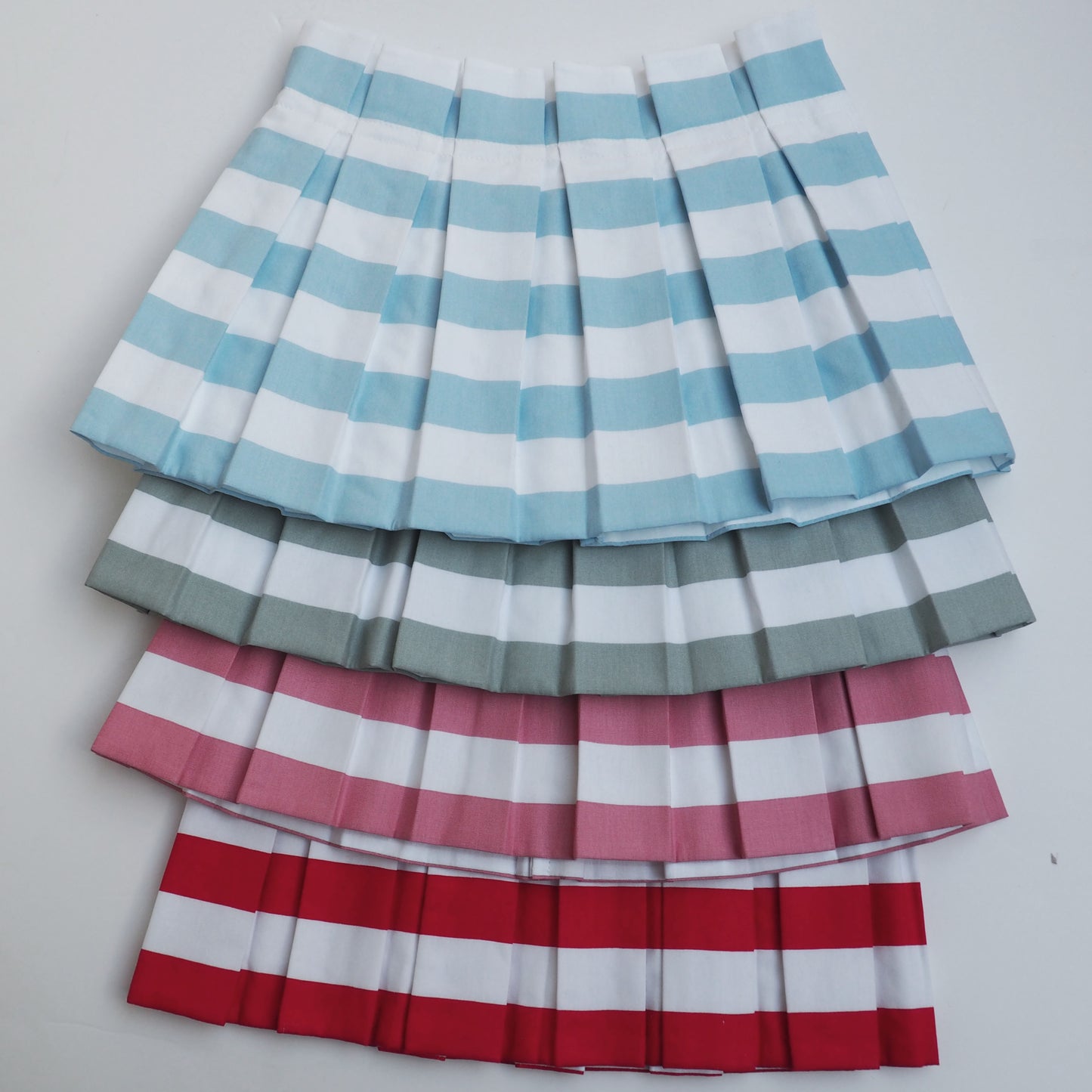 LARGE box pleat sky blue and white stripe fabric lampshade
