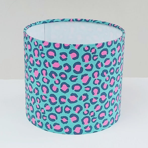 Leopard Print - turquoise & pink 20cm lampshade - sample