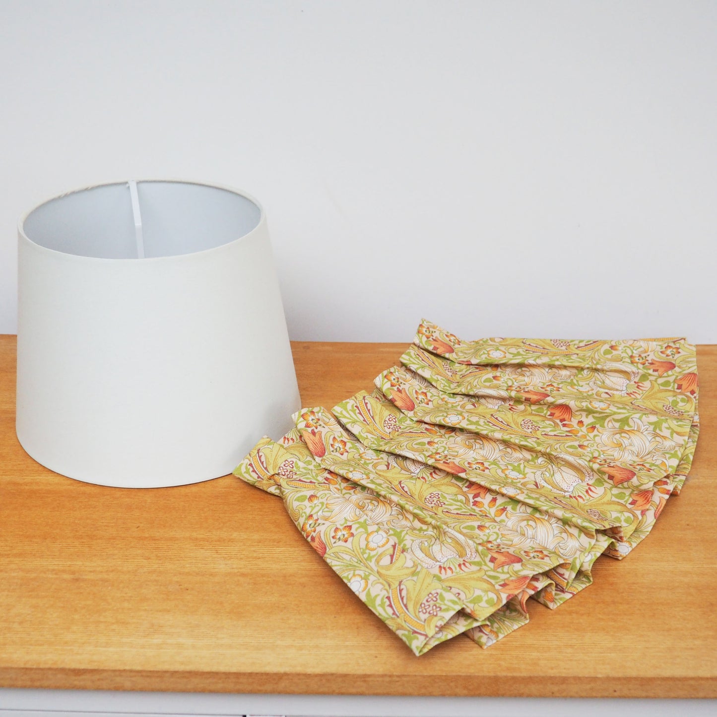 MEDIUM box pleat William Morris Golden Lily fabric lampshade