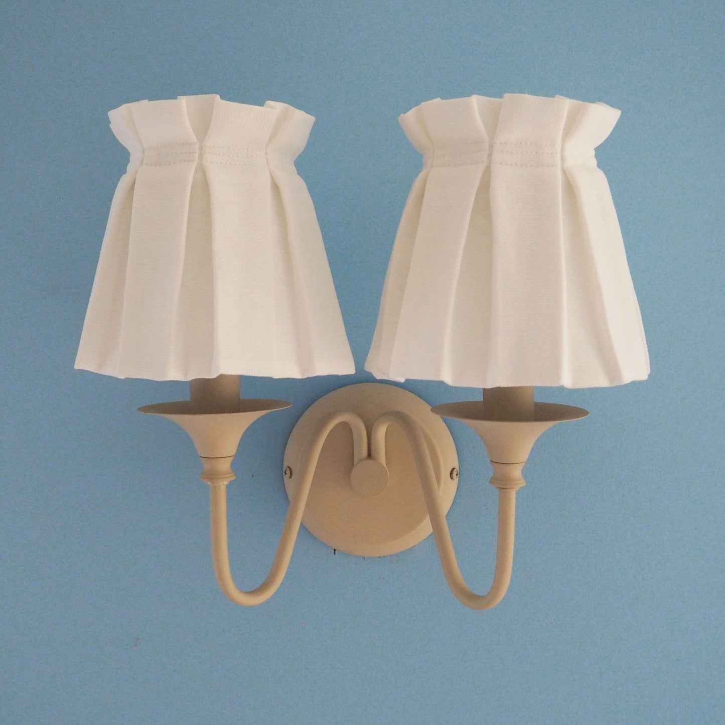 Candle clip box pleat 100% white linen fabric loose lampshade