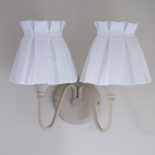 Candle clip box pleat 100% white linen fabric loose lampshade