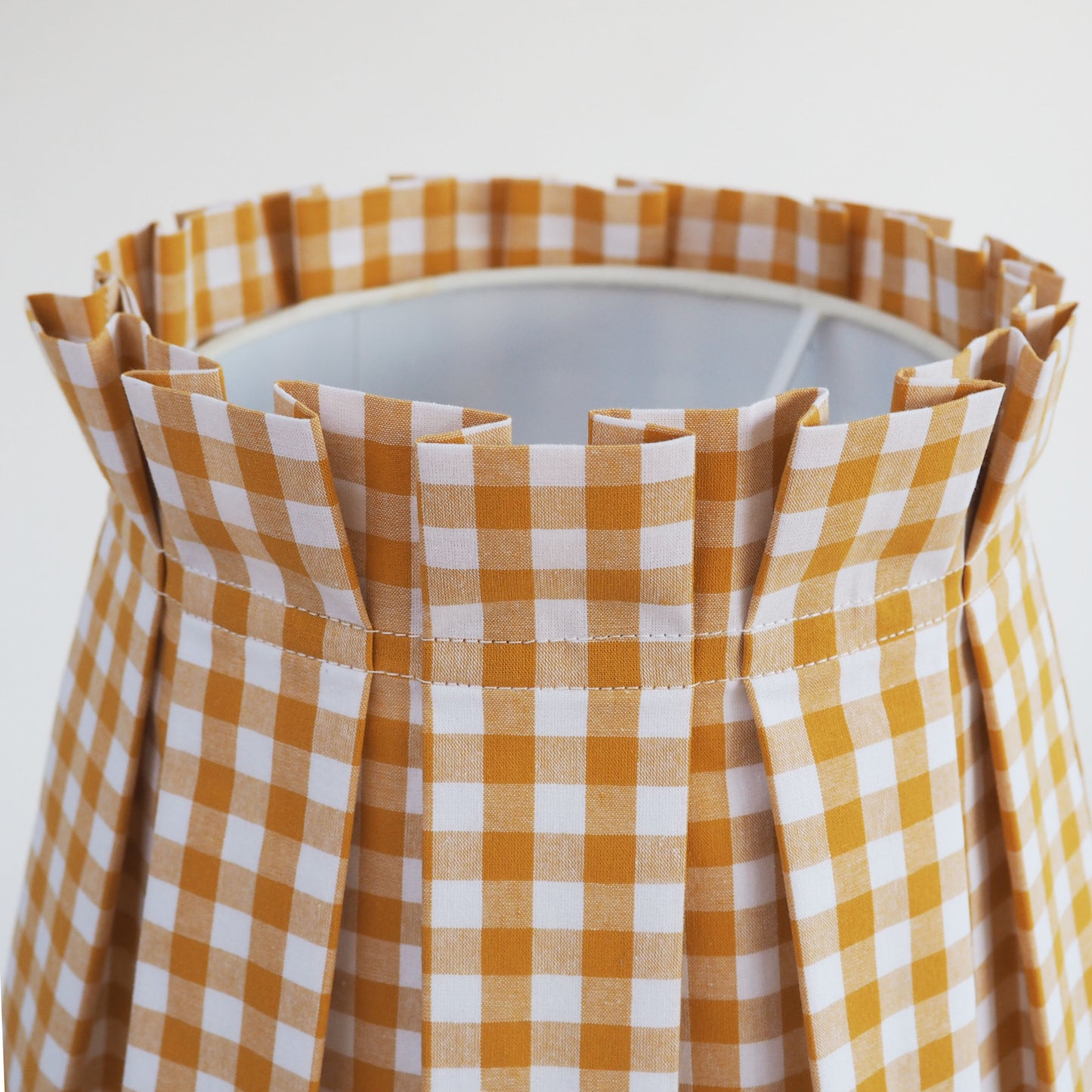 MEDIUM box pleat mustard and white gingham fabric lampshade
