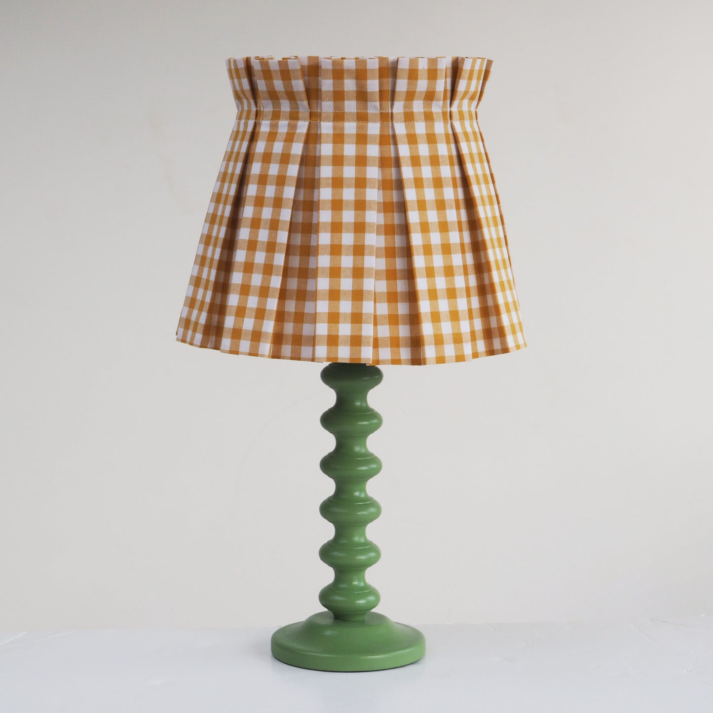 MEDIUM box pleat mustard and white gingham fabric lampshade