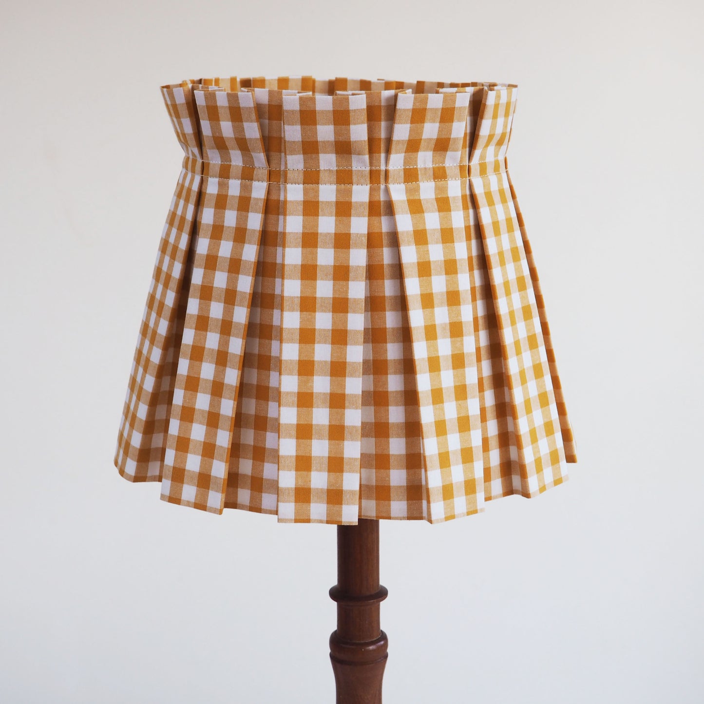 MEDIUM box pleat mustard and white gingham fabric lampshade