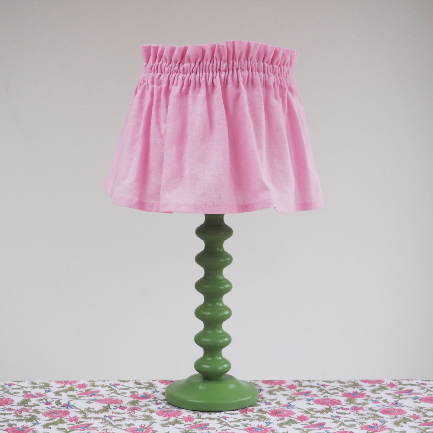 MEDIUM scrunchie 100% pink linen fabric loose lampshade cover