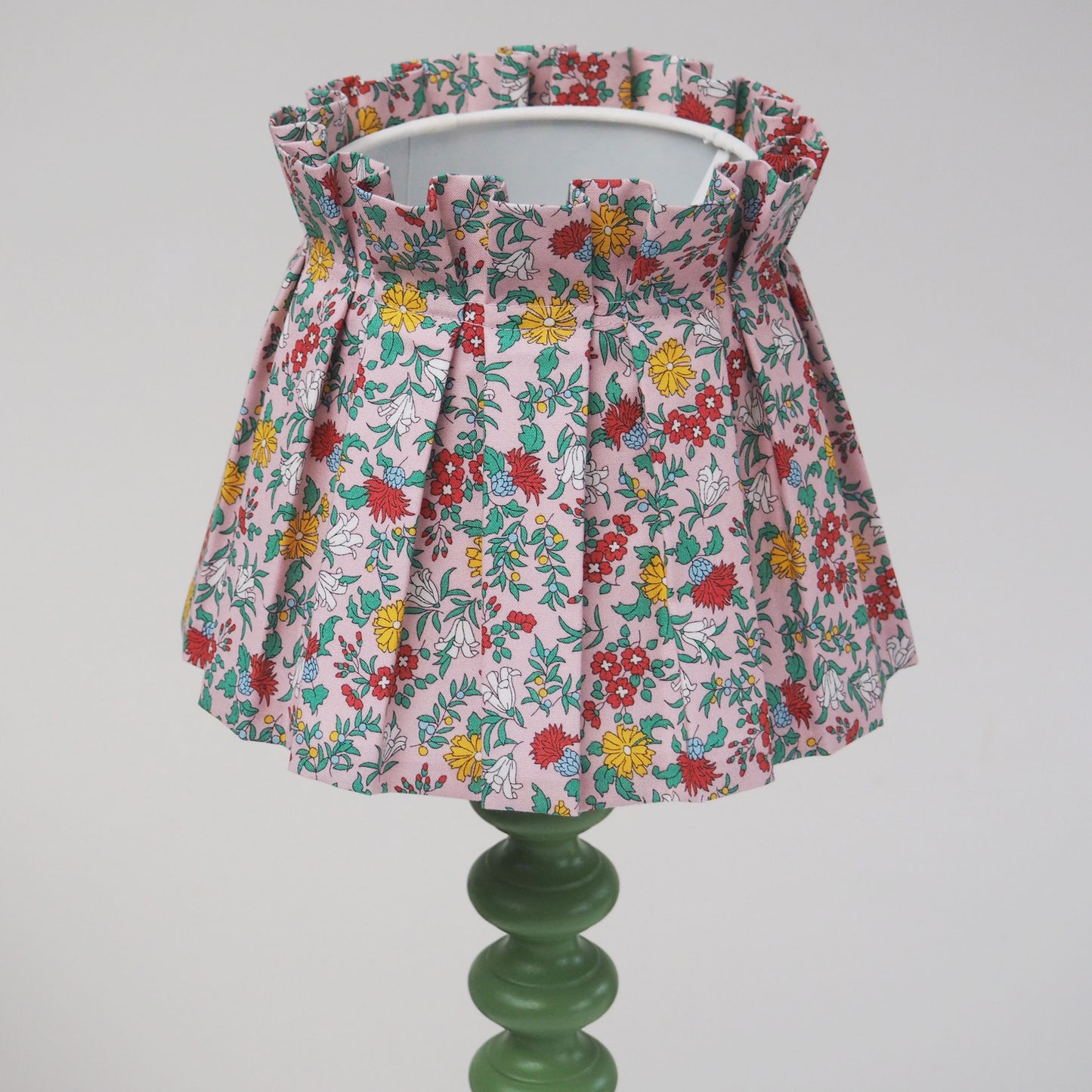 Box pleat Liberty pink Nature's garden fabric lampshade