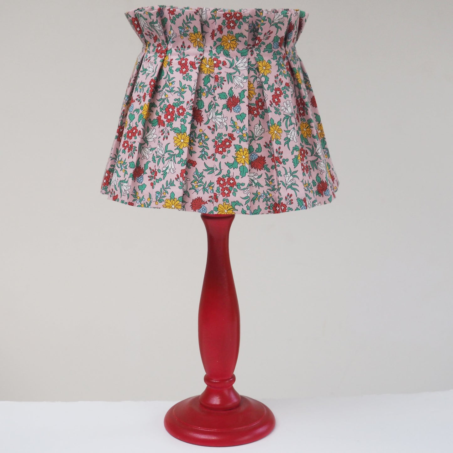 Box pleat Liberty pink Nature's garden fabric lampshade