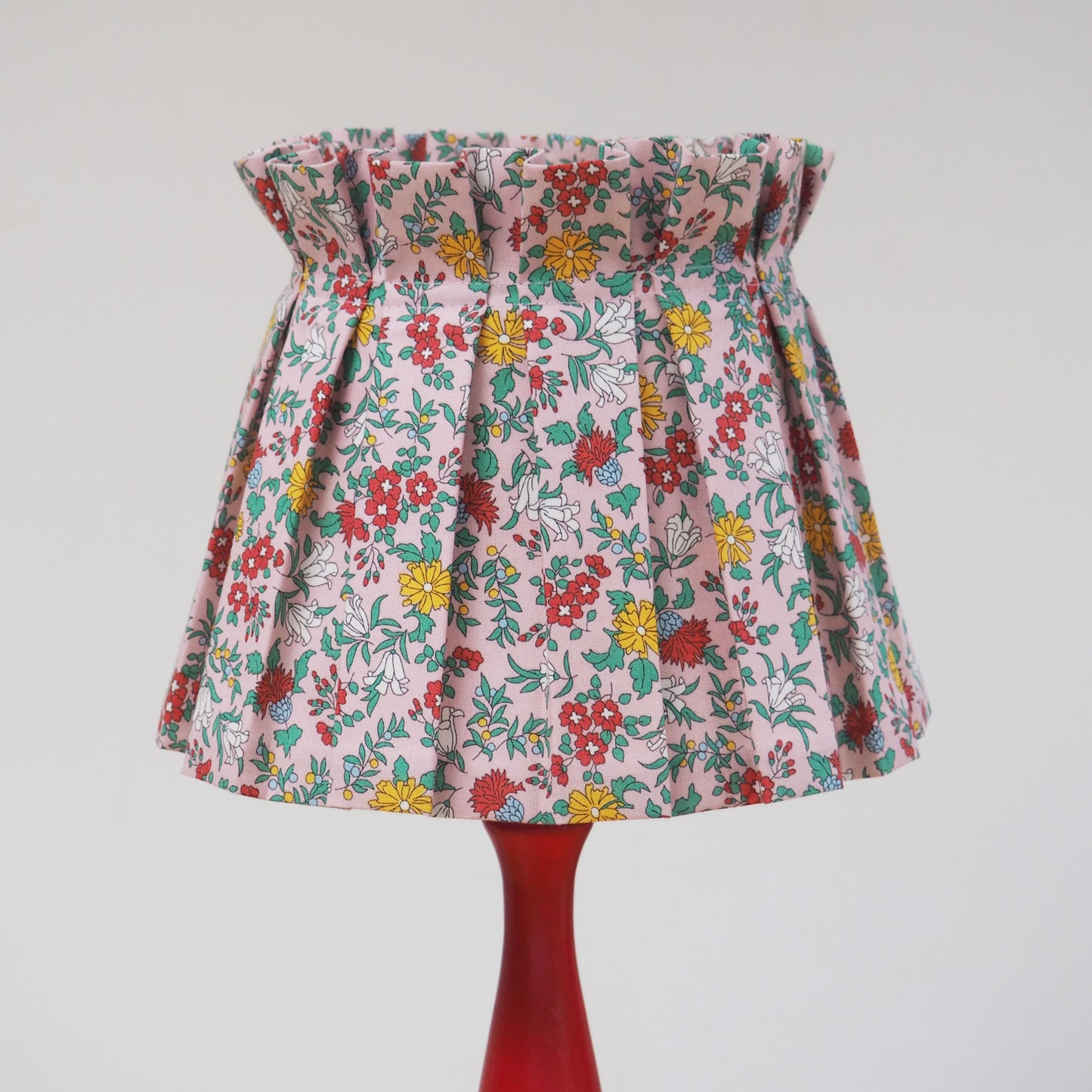 Box pleat Liberty pink Nature's garden fabric lampshade