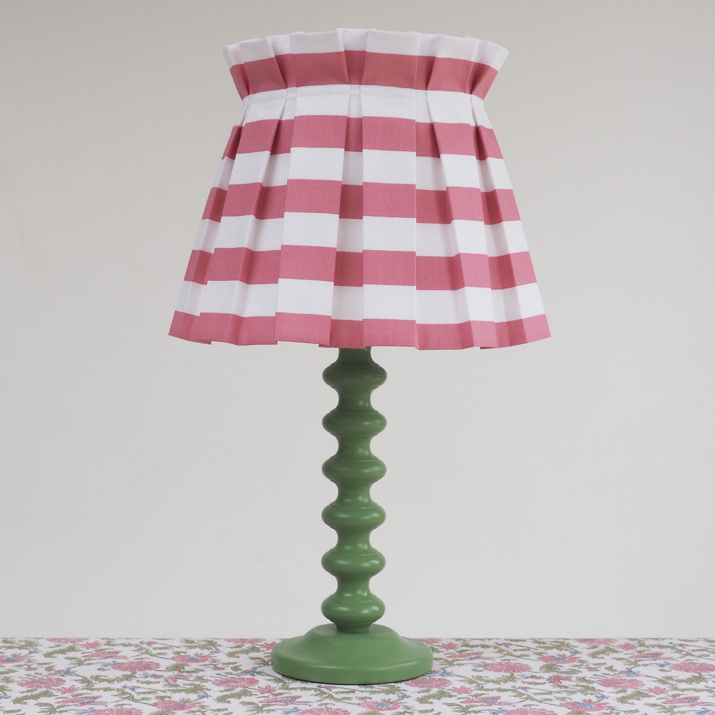 MEDIUM box rose pink and white stripe fabric lampshade