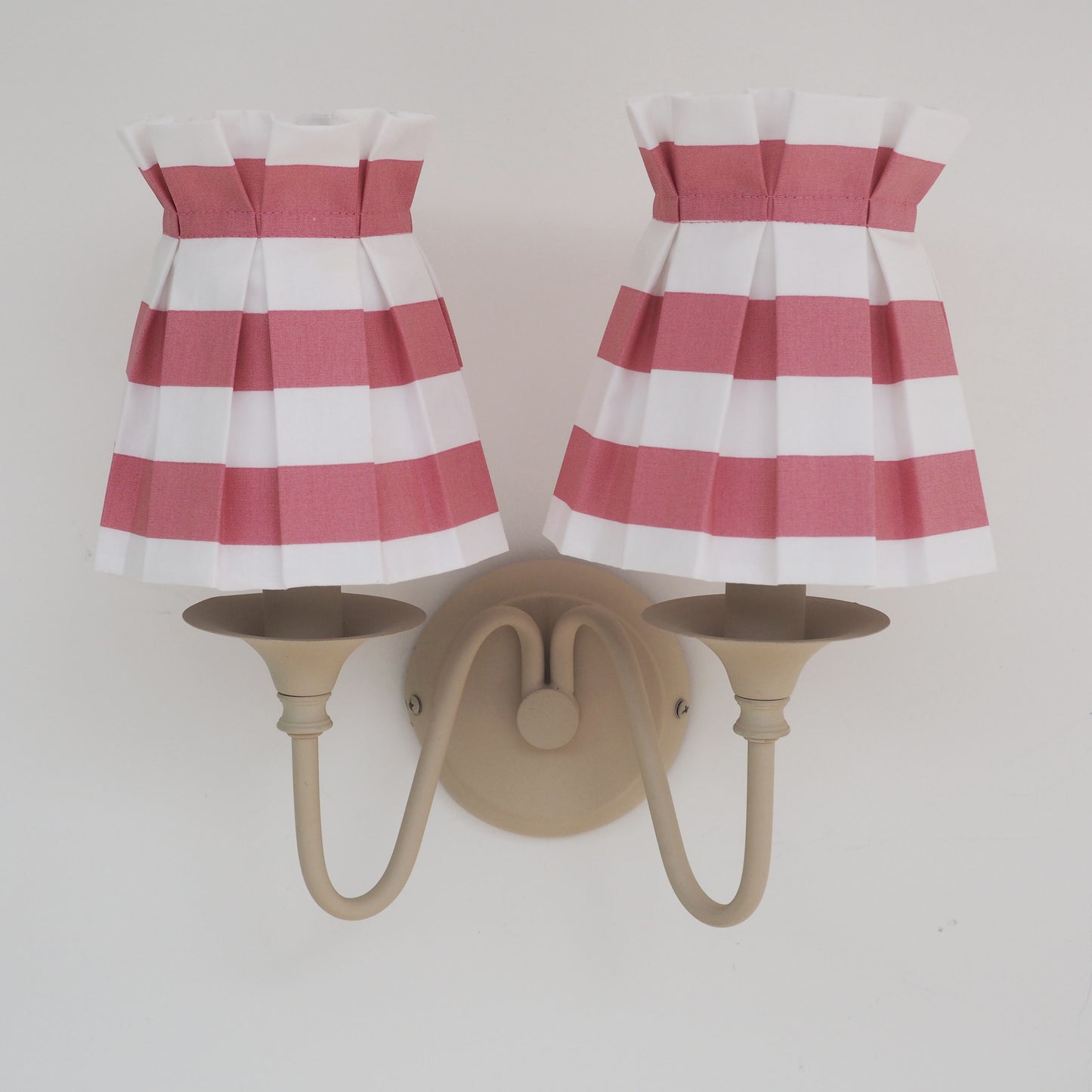 Candle clip box pleat rose pink and white stripe fabric loose lampshade