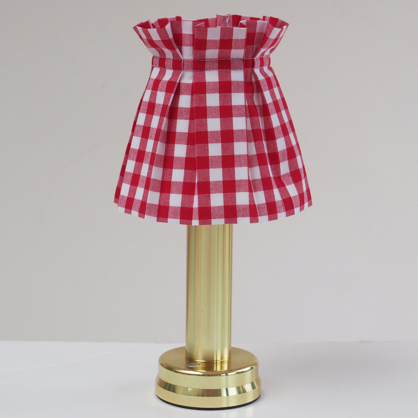 Candle clip box pleat red white gingham fabric loose lampshade