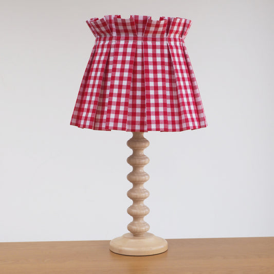 MEDIUM box pleat red gingham fabric lampshade