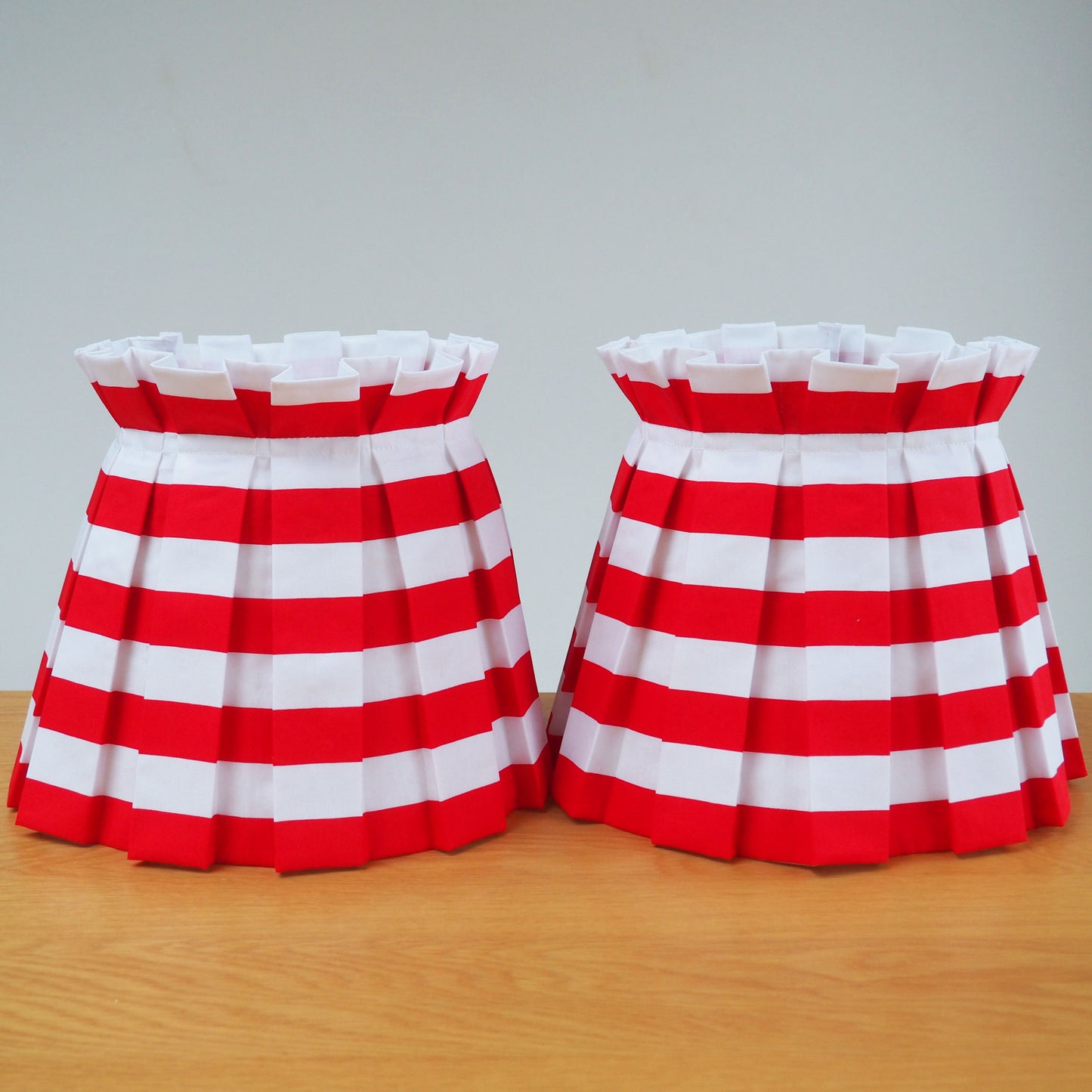 MEDIUM box red and white stripe fabric lampshade
