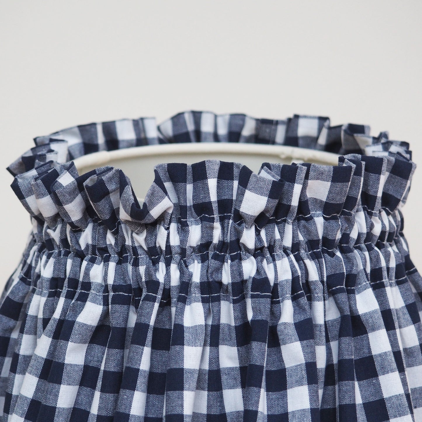 SMALL navy and white gingham scrunchie loose lampshade cover