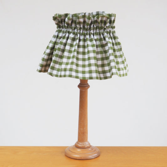 SMALL green and white gingham scrunchie loose lampshade cover
