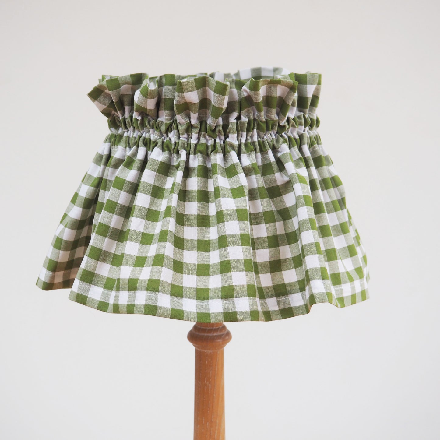 SMALL green and white gingham scrunchie loose lampshade cover