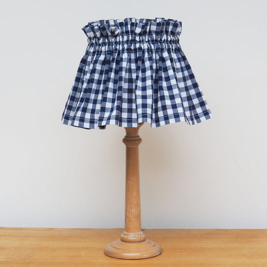 SMALL navy and white gingham scrunchie  loose lampshade cover