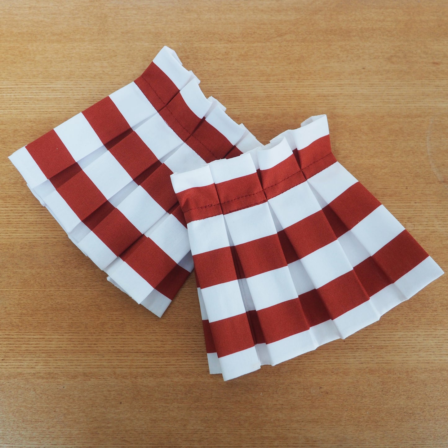 Candle clip box pleat terracotta and white stripe fabric loose lampshade