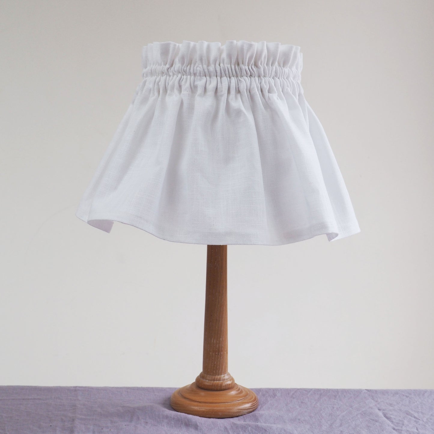 MEDIUM scrunchie 100% linen white fabric loose lampshade cover