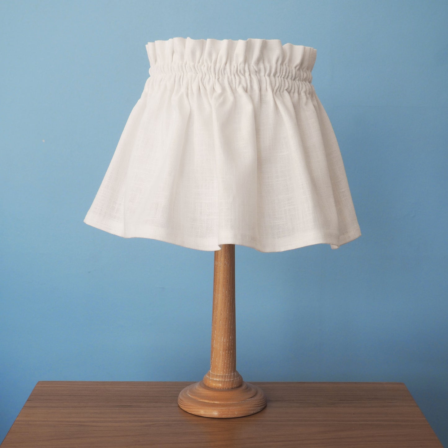 MEDIUM scrunchie 100% linen white fabric loose lampshade cover