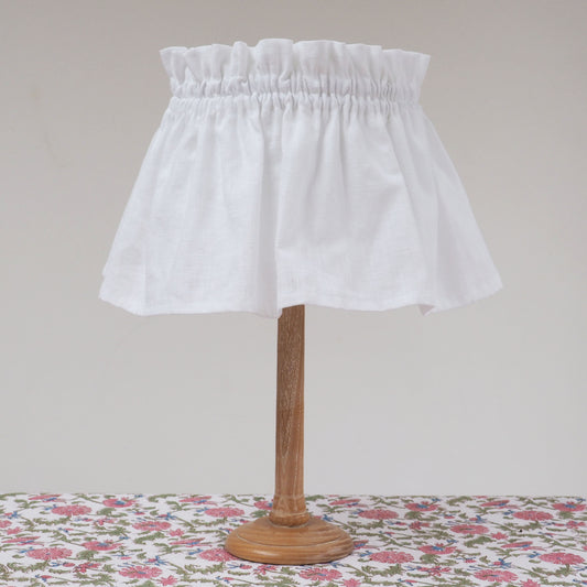 MEDIUM scrunchie 100% linen white fabric loose lampshade cover