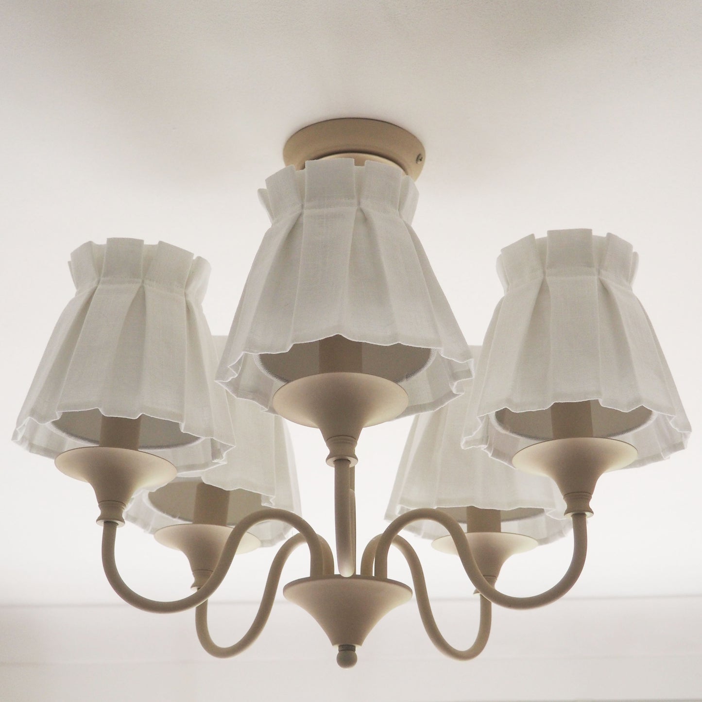 Candle clip box pleat 100% white linen fabric loose lampshade