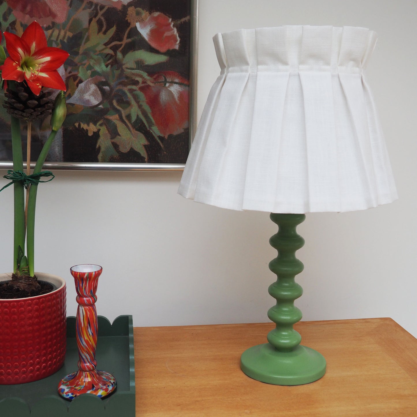 MEDIUM box pleat 100% linen white fabric lampshade