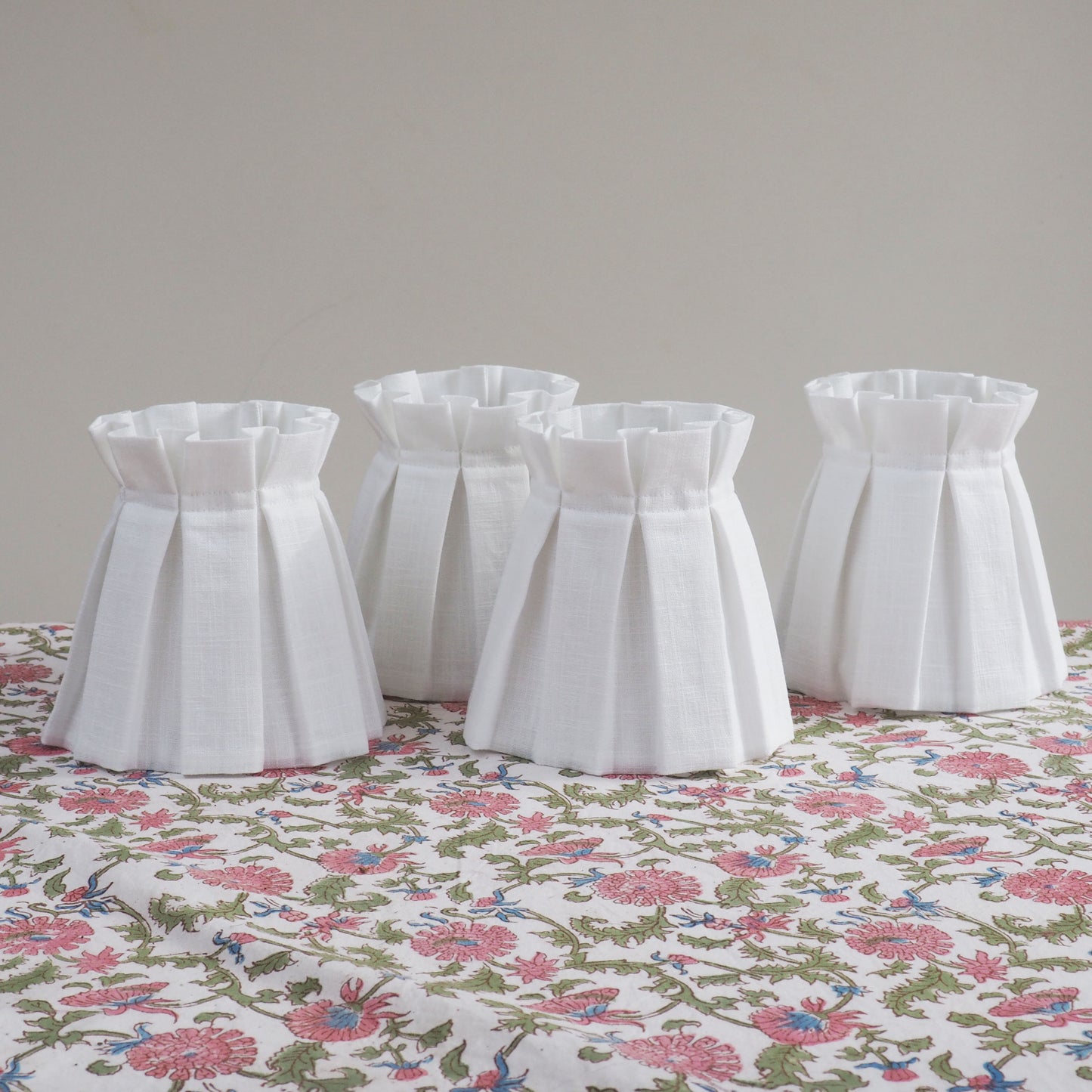 Candle clip box pleat 100% white linen fabric loose lampshade