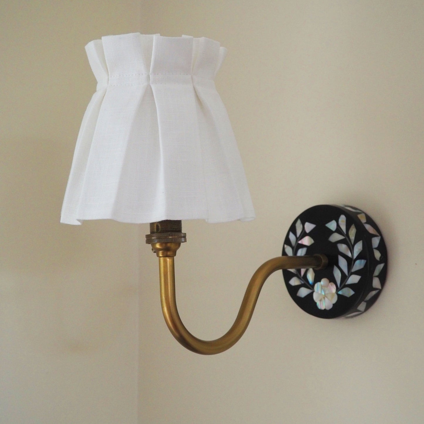 Candle clip box pleat 100% white linen fabric loose lampshade