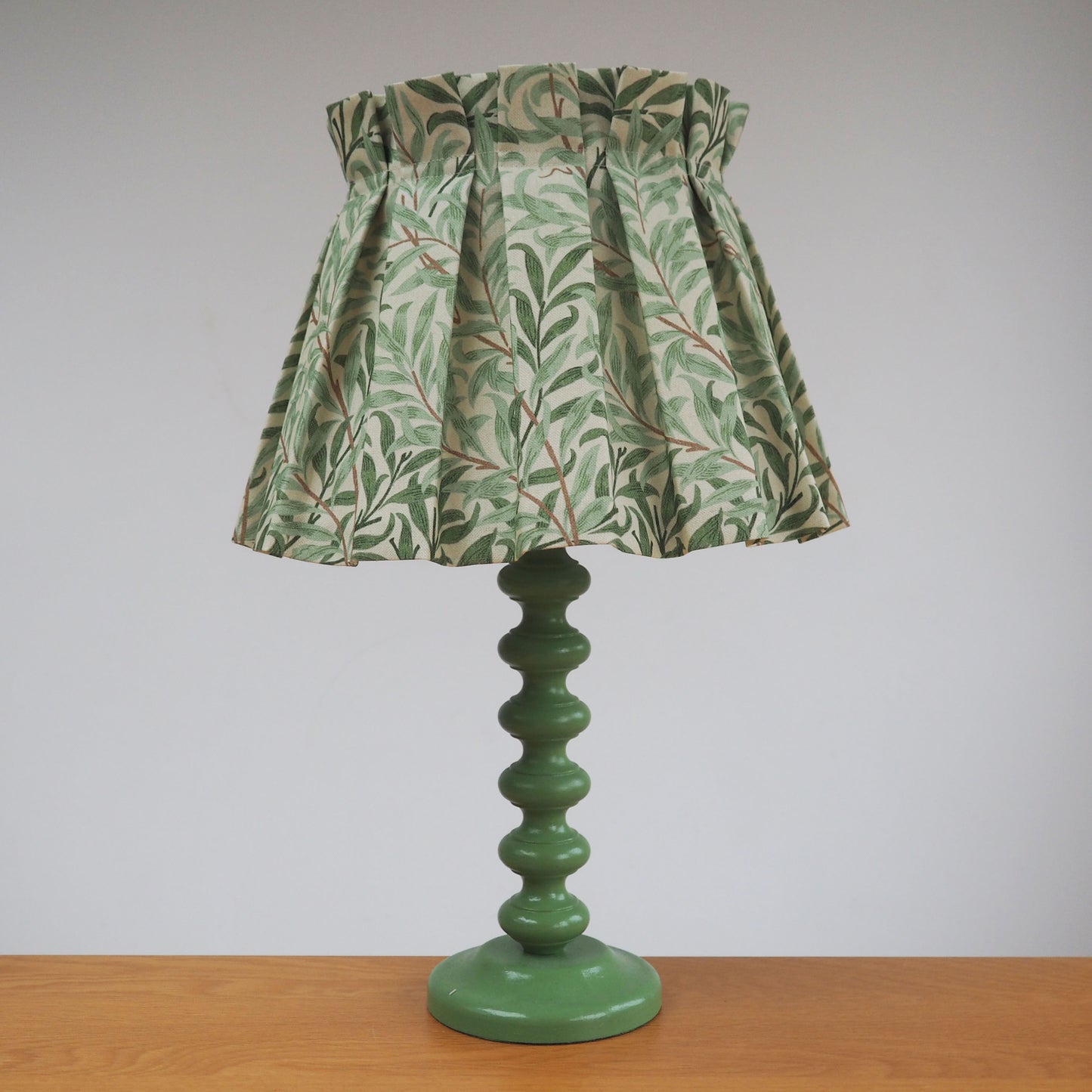 MEDIUM box pleat William Morris Willow Bough sage fabric lampshade