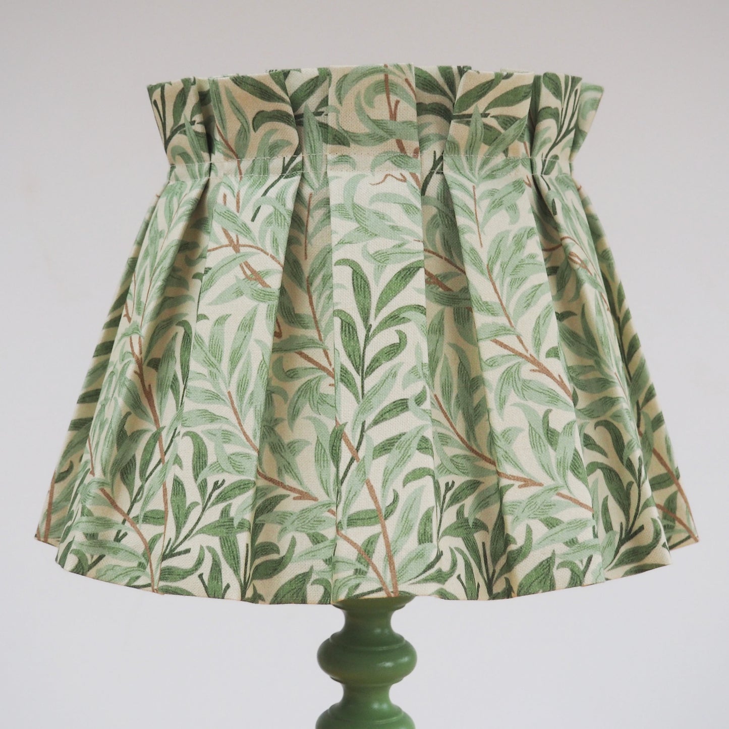 MEDIUM box pleat William Morris Willow Bough sage fabric lampshade