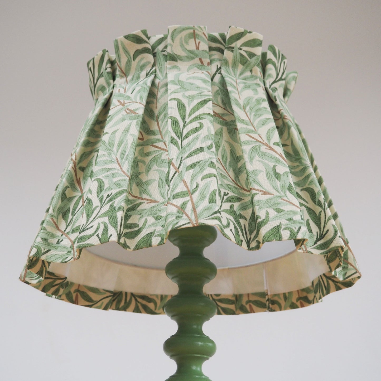 MEDIUM box pleat William Morris Willow Bough sage fabric lampshade
