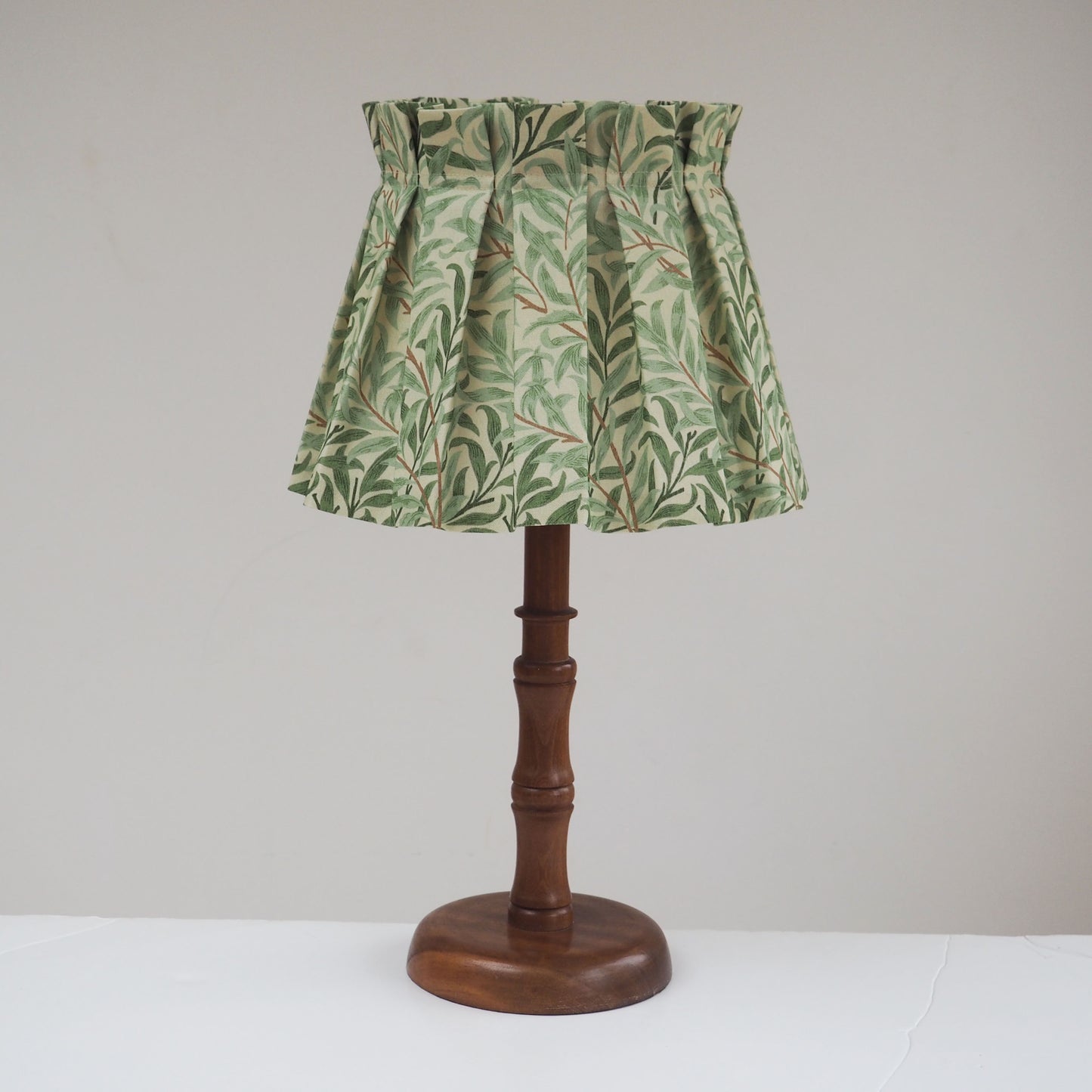 MEDIUM box pleat William Morris Willow Bough sage fabric lampshade