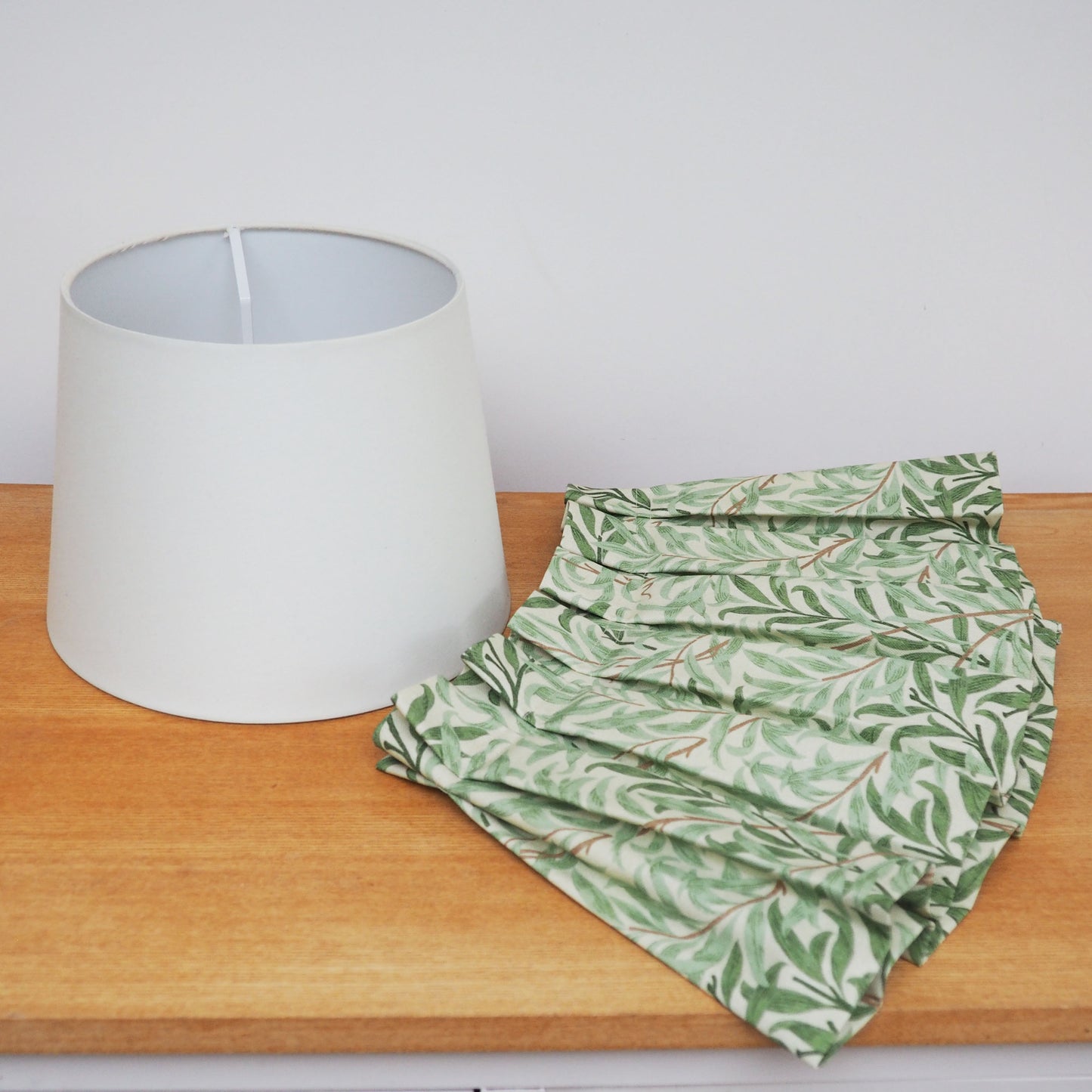 MEDIUM box pleat William Morris Willow Bough sage fabric lampshade