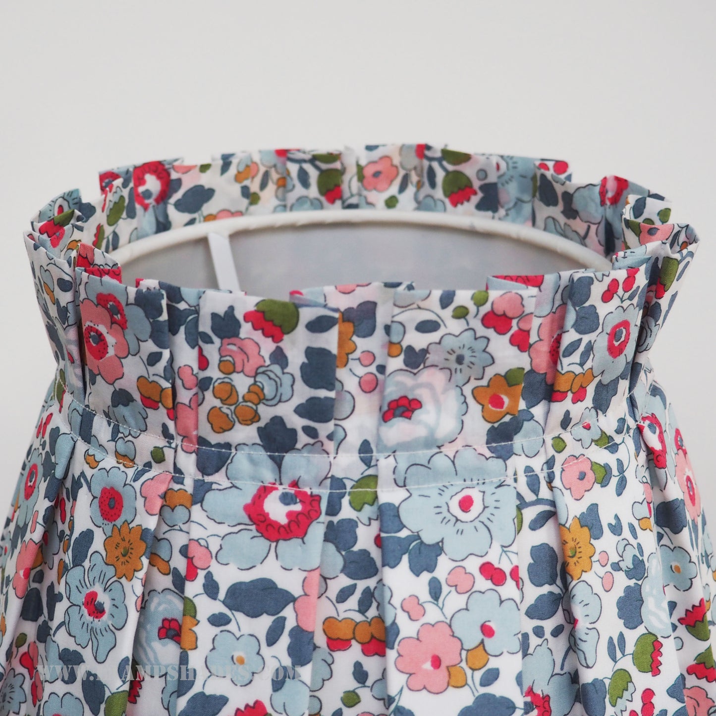 Box pleat Liberty Betsy grey lampshade