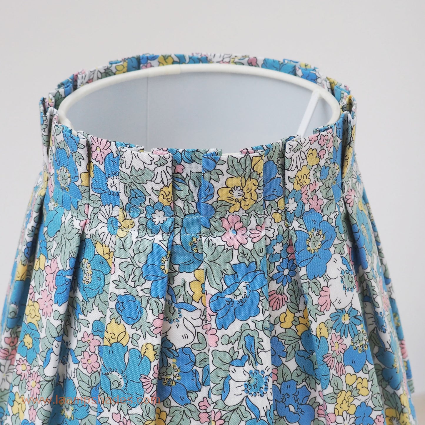Box pleat Liberty blue cosmos lampshade