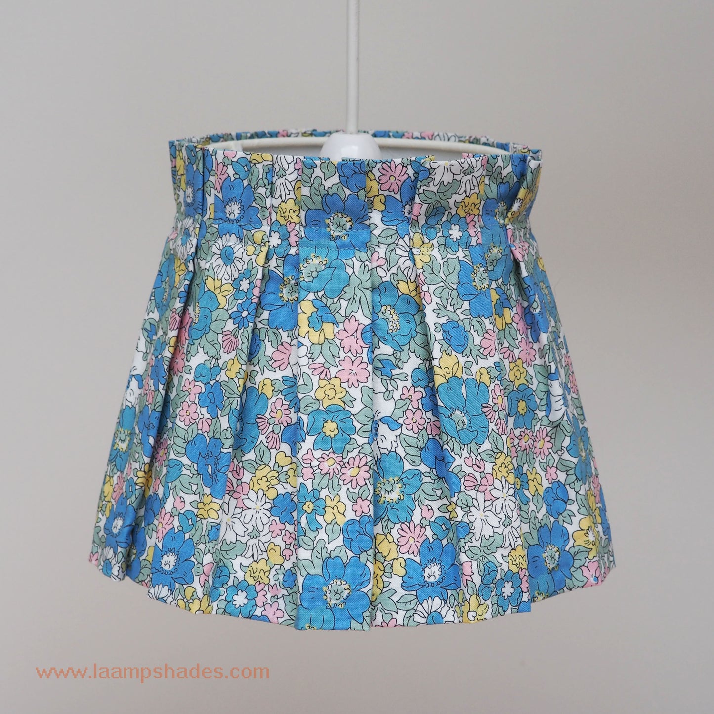 Box pleat Liberty blue cosmos lampshade