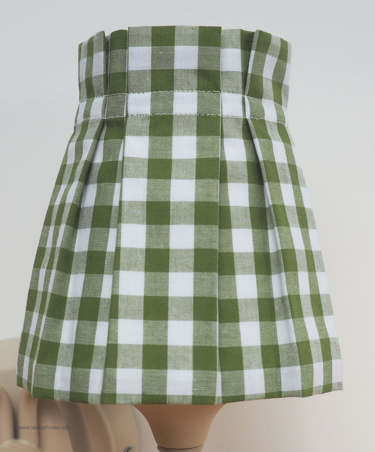 Candle clip box pleat green gingham fabric loose lampshade